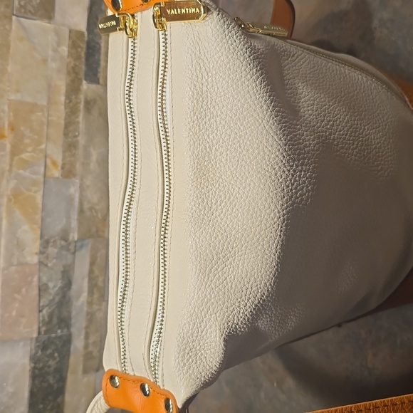 Valentina White and Brown Italian Leather Back Pack or Shoulder Bag - Picture 2 of 5